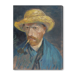 Obraz na płótnie Vincent van Gogh Autoportret Vincenta van Gogha ze słomkowym kapeluszem i fajką. Reprodukcja