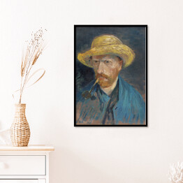 Plakat w ramie Vincent van Gogh Autoportret Vincenta van Gogha ze słomkowym kapeluszem i fajką. Reprodukcja