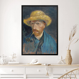 Obraz w ramie Vincent van Gogh Autoportret Vincenta van Gogha ze słomkowym kapeluszem i fajką. Reprodukcja