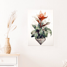 Plakat samoprzylepny Rysowane kwiaty z motywem geometrycznym