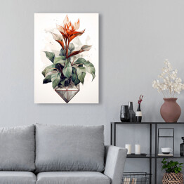 Obraz na płótnie Rysowane kwiaty z motywem geometrycznym