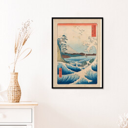 Plakat w ramie Utugawa Hiroshige Wielka fala w Satta Beach, Suruga. Reprodukcja obrazu