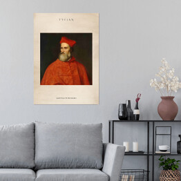 Plakat Tycjan "Kardynał Pietro Bembo" - reprodukcja z napisem. Plakat z passe partout