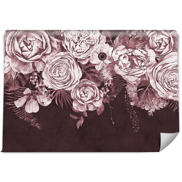 Fototapeta winylowa zmywalna Wiszące kwiaty na ciemnym tle - chłodny odcień bordo