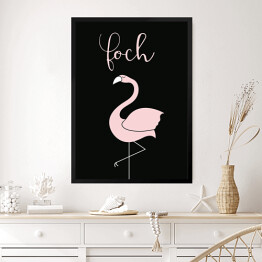 Obraz w ramie "Foch" z flamingiem - typografia