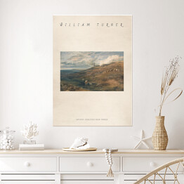 Plakat samoprzylepny William Turner "Dartmoor - źródło rzek Tamar i Torridge" - reprodukcja z napisem. Plakat z passe partout