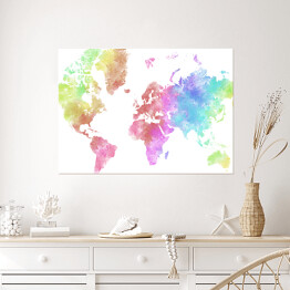 Plakat Akwarelowa mapa świata - pastelowe barwy