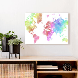 Obraz na płótnie Akwarelowa mapa świata - pastelowe barwy