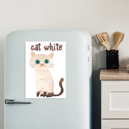 Magnes dekoracyjny Ilustracja - cat white - kocia kawa