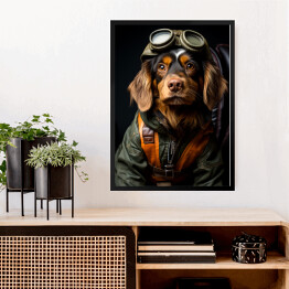 Obraz w ramie Pies w przebraniu lotnika - portret zwierzaka