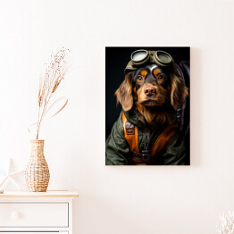 Obraz na płótnie Pies w przebraniu lotnika - portret zwierzaka