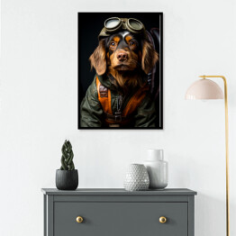 Plakat w ramie Pies w przebraniu lotnika - portret zwierzaka