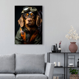 Obraz na płótnie Pies w przebraniu lotnika - portret zwierzaka