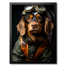 Obraz w ramie Pies w przebraniu lotnika - portret zwierzaka