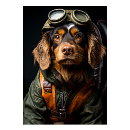 Plakat Pies w przebraniu lotnika - portret zwierzaka