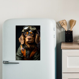 Magnes dekoracyjny Pies w przebraniu lotnika - portret zwierzaka