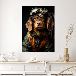 Plakat Pies w przebraniu lotnika - portret zwierzaka