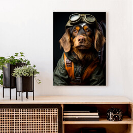 Obraz klasyczny Pies w przebraniu lotnika - portret zwierzaka