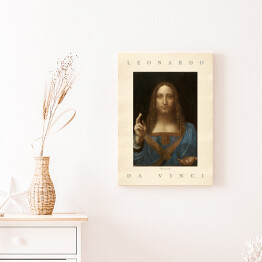 Obraz na płótnie Leonardo da Vinci "Zbawiciel świata" - reprodukcja z napisem. Plakat z passe partout