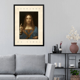 Obraz w ramie Leonardo da Vinci "Zbawiciel świata" - reprodukcja z napisem. Plakat z passe partout