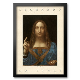 Obraz w ramie Leonardo da Vinci "Zbawiciel świata" - reprodukcja z napisem. Plakat z passe partout