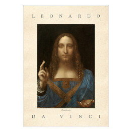 Plakat Leonardo da Vinci "Zbawiciel świata" - reprodukcja z napisem. Plakat z passe partout