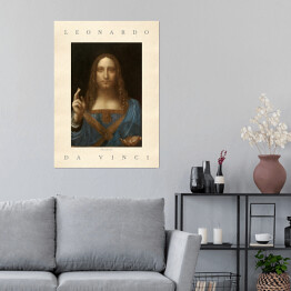 Plakat samoprzylepny Leonardo da Vinci "Zbawiciel świata" - reprodukcja z napisem. Plakat z passe partout