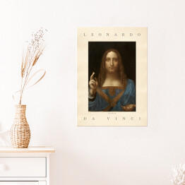 Plakat samoprzylepny Leonardo da Vinci "Zbawiciel świata" - reprodukcja z napisem. Plakat z passe partout