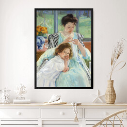 Obraz w ramie Młoda matka podczas szycia Mary Cassatt. Reprodukcja obrazu