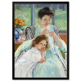 Plakat w ramie Młoda matka podczas szycia Mary Cassatt. Reprodukcja obrazu