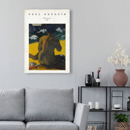 Obraz klasyczny Paul Gauguin "Kobieta przy morzu" - reprodukcja z napisem. Plakat z passe partout