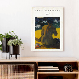 Obraz klasyczny Paul Gauguin "Kobieta przy morzu" - reprodukcja z napisem. Plakat z passe partout