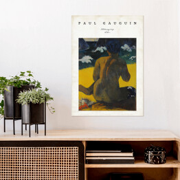 Plakat samoprzylepny Paul Gauguin "Kobieta przy morzu" - reprodukcja z napisem. Plakat z passe partout