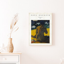Obraz na płótnie Paul Gauguin "Kobieta przy morzu" - reprodukcja z napisem. Plakat z passe partout