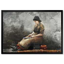 Plakat w ramie Winslow Homer. A Fishergirl Baiting Lines. Reprodukcja