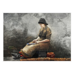 Plakat Winslow Homer. A Fishergirl Baiting Lines. Reprodukcja