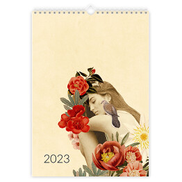 Kalendarz 13-stronicowy Kalendarz z kobietami w kwiatach