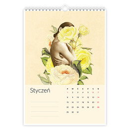 Kalendarz 13-stronicowy Kalendarz z kobietami w kwiatach