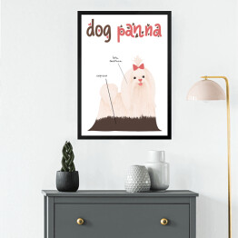 Obraz w ramie Kawa z psem - dog panna