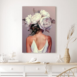 Obraz na płótnie Dziewczyna w kwiatach i białej sukience. Nowoczesny portret