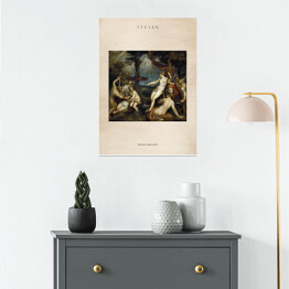 Plakat samoprzylepny Tycjan "Diana i Kallisto" - reprodukcja z napisem. Plakat z passe partout