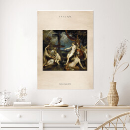 Plakat samoprzylepny Tycjan "Diana i Kallisto" - reprodukcja z napisem. Plakat z passe partout