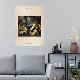 Plakat Tycjan "Diana i Kallisto" - reprodukcja z napisem. Plakat z passe partout