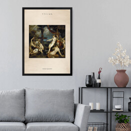 Obraz w ramie Tycjan "Diana i Kallisto" - reprodukcja z napisem. Plakat z passe partout