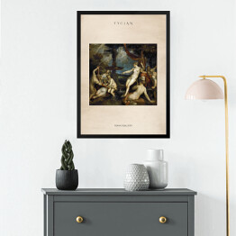 Obraz w ramie Tycjan "Diana i Kallisto" - reprodukcja z napisem. Plakat z passe partout