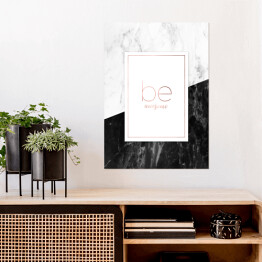 Plakat "Be awesome" - typografia na biało czarnym marmurze