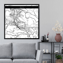 Obraz w ramie Mapa miast świata - Tbilisi - biała