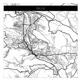 Plakat samoprzylepny Mapa miast świata - Tbilisi - biała