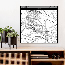 Plakat w ramie Mapa miast świata - Tbilisi - biała