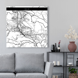 Obraz na płótnie Mapa miast świata - Tbilisi - biała